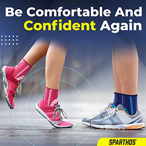 Sparthos Ankle Brace for Women & Men, Foot Compression Sleeve - Blue-XL - color: Cobalt Blue
