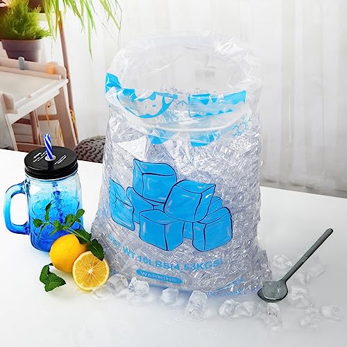 100 PACK 10 lb. Drawstring Ice Bags 12 x 21 Inch Heavy-Duty - style: 12x21inch(100pack)Cotton Drawstring-Ice Cube Pattern