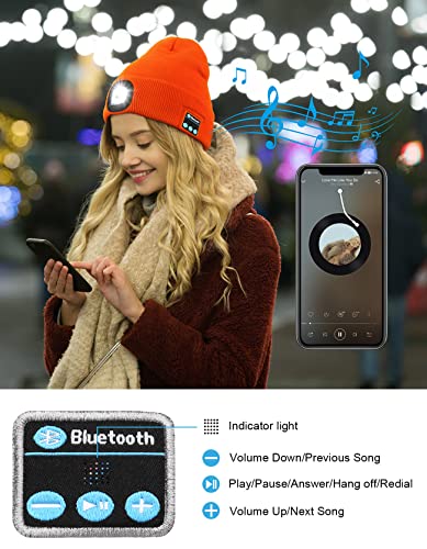 Wmcaps Bluetooth Beanie with LED Light and Headphones, Christmas Tech Gifts - color: Camouflage Green