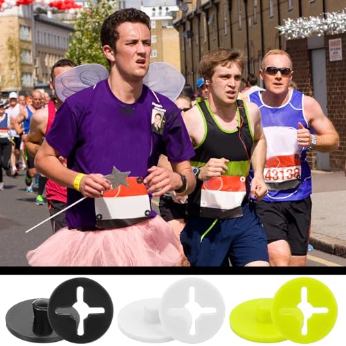 Wavwavw 12 Race Bib Clips Running Number Holder - color: Black, White, Green