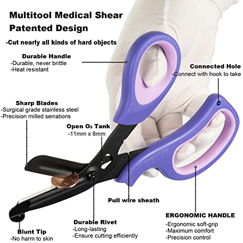 MEUUT Medical Scissors 2-Pack Trauma Shears for Nurses All Purpose Scissors - color: Purple+purple-2
