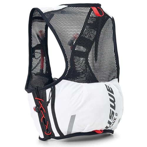 USWE Pace - Running Vest Hydration Pack with 2 x 500ml UltraFlask, Backpack for Men and Women - style: 2L, White, Medium