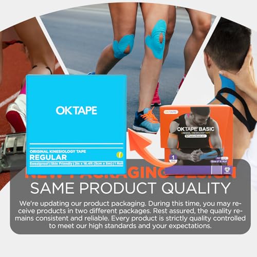 OK TAPE Kinesiology Tape Regular Original Tape 2in x 16.4ft Uncut Roll - color: Black, size: 1 Roll