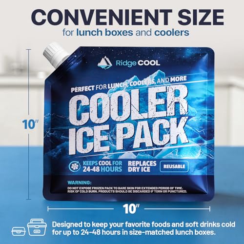 6 Pack Refillable Ice Packs for Cooler, Long Lasting Reusable Freezer Packs