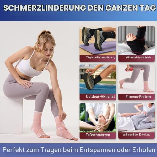 ABIRAM Ankle Brace Compression Sleeve with Adjustable Support Strap - color: Pink, size: Medium