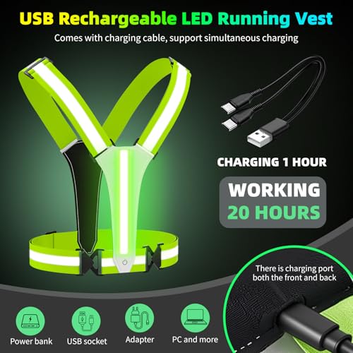 LED Reflective Vest, Rechargeable Light Up Running Vest