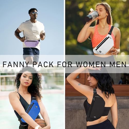 Fanny Pack for Women Men,Crossbody Water Resistant Sports Waist Bag Pack - color: 1pack-white
