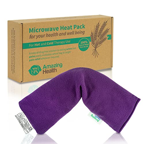 Microwavable Heating Pad for Neck, Back & Shoulders - Heating Bean Bag Microwavable Pillow - Cleaned Wheat & Lavender Aromatherapy Heating Pad Wrap - Amazing Health, Purple - color: Purple - (Lavender)