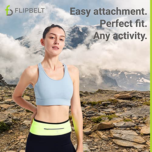 FlipBelt Zipper Running Belt, Waist Pack for Fitness and Running, US Company - color: Neon Yellow, size: One Size (Adjustable)