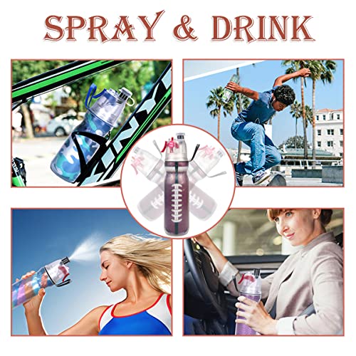 Sports Squeeze Rugby Water Bottles, 2-in-1 Mist And Sip Function BPA-Free - Help You Cool Down Quickly & Quench Thirst, Kids Water Bottle School for Gym Cycling Running Climbing Hiking (Rugby) - color: Rugby