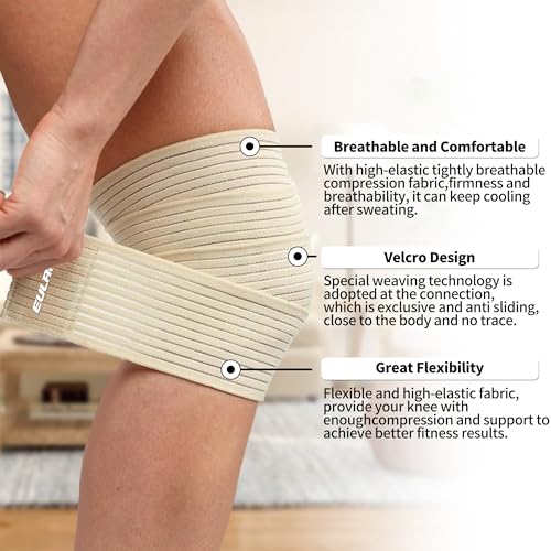 EULANT 180cm Elastic Legs Support Brace,Adjustable Compression Leg Wraps - color: Beige, size: 180cm