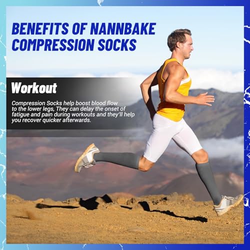 3 Pairs Compression Socks for Women & Men 15-20 mmHg, Knee High - color: 05 Black/Gray/White, size: Small-Medium