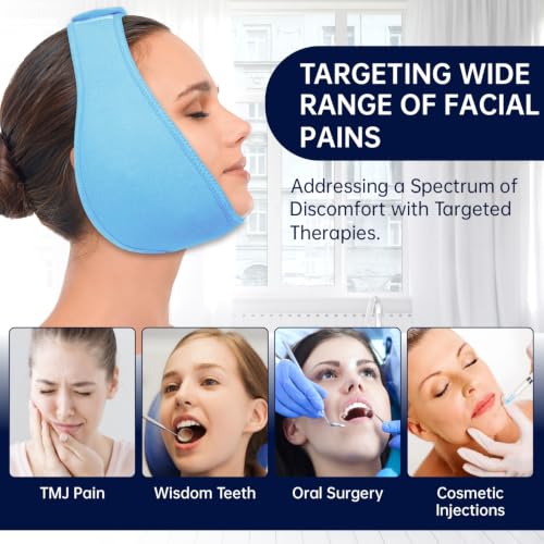 Wisdom Teeth Ice Pack Head Wrap Jaw Face Ice Pack with 4 Gel Packs - color: Light Blue