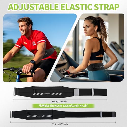 Slim Running Belt Fanny Pack for Men Women, Running Phone Holder, Waist Pack Runners Bag Money Belt with 3 Separate Pouch to Store Your Phone Key Money Safe, Waist Bag-Black - color: Black