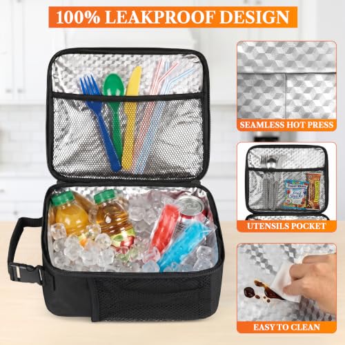 opux Insulated Lunch Box Kids & Adults, Leakproof Soft Cooler Bag, Black - color: Black