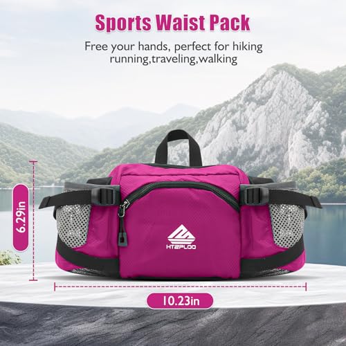 Fanny Pack Waist Bag with Water Bottle Holder for Men Women Running Hiking Travel Dog Walking Workout Cycling Outdoor (Pink) - color: Pink