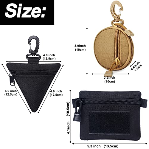 2 Packs Tactical EDC Pouches Compact Mini Military Molle Utility Pouch Accessories Organizer Bags Coin Purse Keychain Pockets Credit Card Holder for Waist Pack - color: 2 Pack Triangle Black