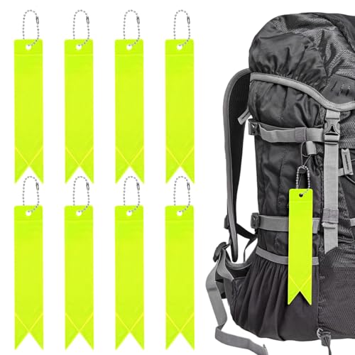 Safety Reflector Pendants - Reflective Safety Keychain Gear with Chain Use for Backpack & Running & Cycling - color: Lemon Yellow