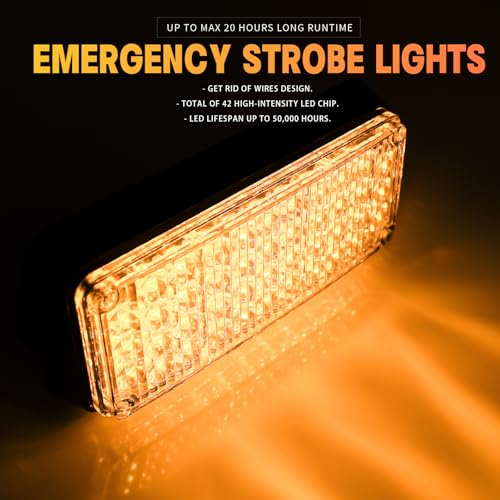 Amber Magnetic Flashing Strobe Lights/w Controller, 2-Pcs - color: 2pcs Amber/Amber