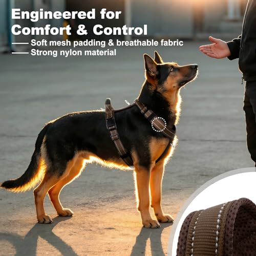 No Pull Dog Harness with Handle, Reflective Soft Mesh Padded Vest - color: Chocolate, size: XS