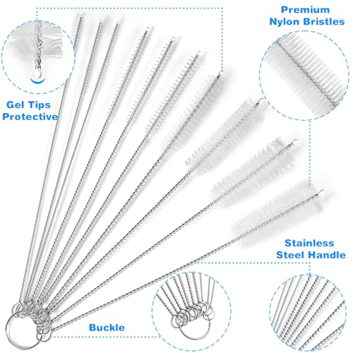 Ixiaoyoo 11 Pcs Cleaning Brushes Set, 8 Inch + 60 Inch Cleaner Brushes - color: 8 Inch + 60 Inch White