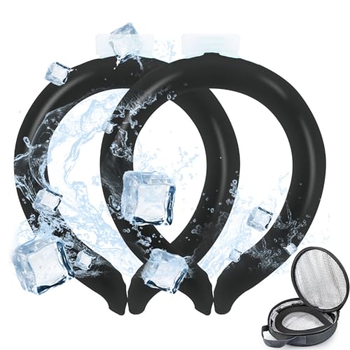 2 Pack Neck Cooling Tube with Insulated Cooling Bag, Reusable PCM Ice Ring - color: Black*2