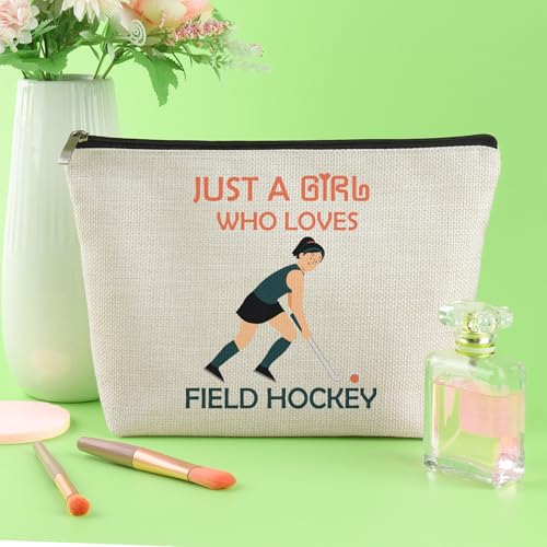 Field Hockey Player Makeup Bag Field Hockey Gifts for Woman Inspirational Gifts for Sport Lover Friend Coach Team Player Cosmetic Bag Birthday Christmas Thanksgiving Present Travel Zipper Pouch - color: Field Hockey Makeup Bag