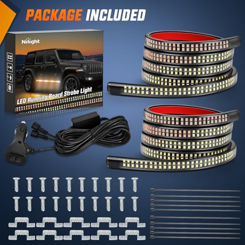 Nilight 2PCS 70 Inch Running Board LED Lights Strip Amber White for Truck - color: Amber White