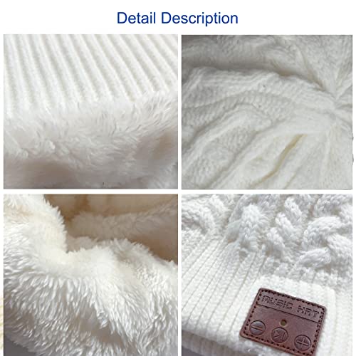 Wireless Winter Music Beanie Hat Men Women Headphone Music Hat Winter Cap Stereo Headset Speaker Microphone Earphone Outdoor White - color: White, size: One Size