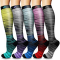 Compression Socks for Women&Men 20-30mmHg Graduated Knee High Stocking - color: 05-5 Pairs Multi Stripe 02, size: Large-X-Large