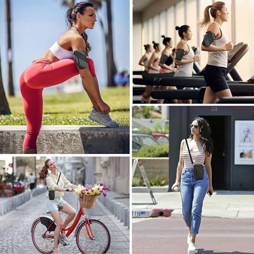 Armband Cell Phone Holder for Running,Crossbody Shoulder Holsters Bag with Arm Band for Women Men Kids,iPhone 15 14 13 12 11 Pro Max Xs Xr 8 7 6S 6 Plus SE Mini Galaxy Workout Walking Gym Arm Bags - color: Gray