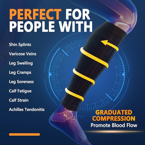 CTHH Calf Compression Sleeve for Men & Women Footless Compression Socks - color: Black
