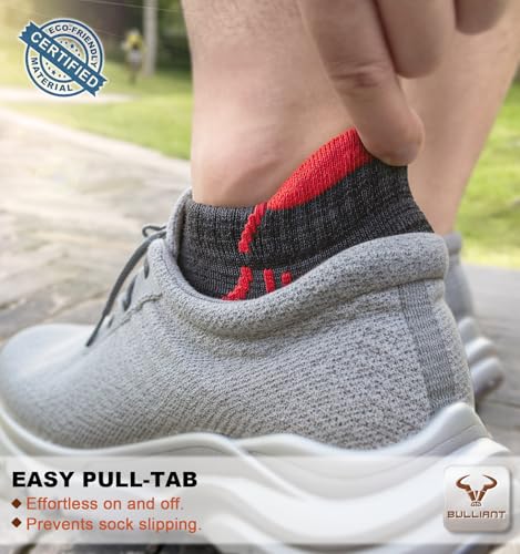 BULLIANT Men Running Ankle Socks 6Pack-Cushioned Support-Low Cut No Show - color: Black8918, size: 5-7