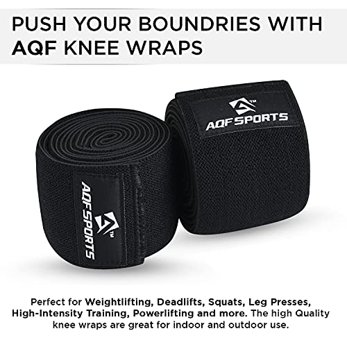AQF Knee Wraps for Weightlifting Bandage - 78" IPL & USPA Approved (Pair) - color: Black