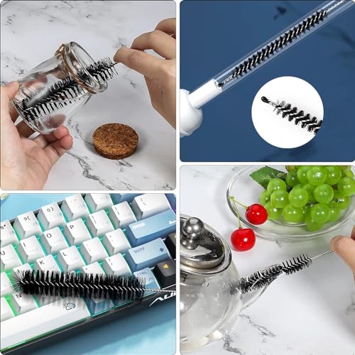 Ixiaoyoo Straw Cleaner Brush Set, 12 Pieces Botthle Cleaning Brush and Nylon Tube Brush Brush, 11.8 Inch Long Cleaning Brush Kit for Water Bottle, Straws on Tumbler, Sippy Cup, Tea Pot Spout - color: 11.8 Inch Black