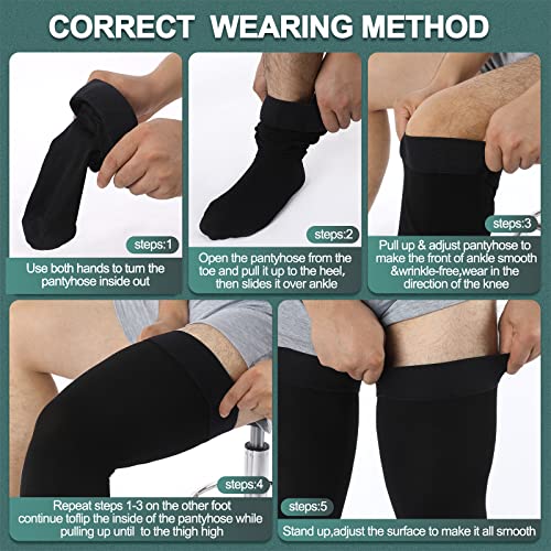 Zhanmai Thigh High Compression Socks for Men 20-30 Mmhg Compression Stockings Thigh High Socks Swelling - size: Medium