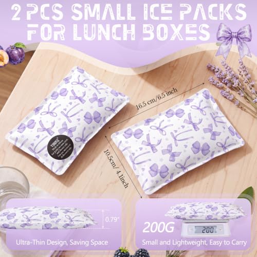VIHOSE 2 Pcs Ice Packs for Lunch Box Bag - color: Purple, style: Bow