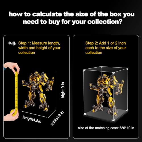 KOLIPI Acrylic Display Case for Collectibles, Clear Display Box 6x6x8 in - size: 6 x 6 x 8 inches
