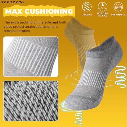 FOOTPLUS Copper Compression Socks,Unisex Cushioned Sole Arch Support Athletic Ankle/Crew Running Hiking Socks - color: 01# 6 Pairs- 3 Black& 3 Light Grey Ankle, size: Medium