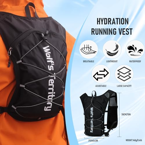 Breathable Hydration Vest with 1L Bladder, Reflective Details & Adjustable Fit for Running, Cycling & Hiking
