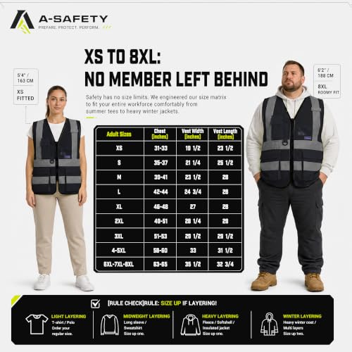 A-SAFETY 4XL 5XL black safety vest - color: Black, size: 4X-Large
