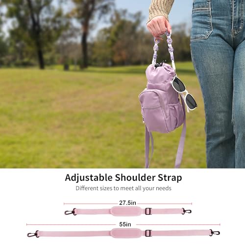 Wongeto Water Bottle Holder with Strap,25oz/40oz/64oz Water Bottle Carrier Sling Bag with Phone Pocket Crossbody Adjustable Shoulder with Hand Strap for Walking - color: Purple