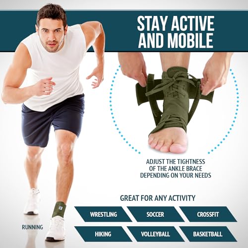 Z ATHLETICS Ankle Brace for Women & Men - Lace Up Adjustable Support with Side Stabilizers for Sprained Ankle, Achilles Tendonitis Relief | Basketball, Volleyball, Running & Sports Recovery