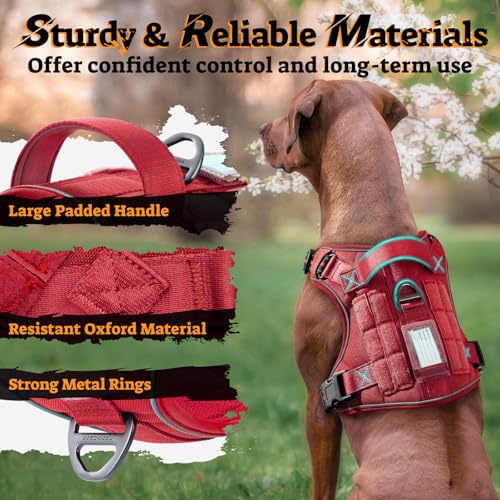 rabbitgoo Tactical Dog Harness Medium Sized, No Pull Service Pet Vest - color: Red, size: M(chest:20.1"-33.9",neck:17.7"-22.3",back:7.5")