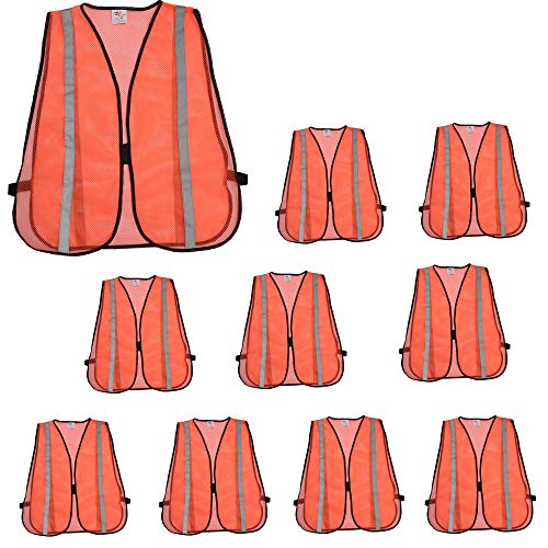 zojo High Visiblity Reflective Mesh Safety Vest Bulk 10 Pack - color: 10pcs-neon Orange