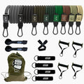 Bodylastics Patented Basic Series Resistance Band Set - Resistance Bands with Snap Reduction Tech, 2 Handles, 2 Ankle Straps, 1 Door Anchor & 1 Carry Bag - color: PRO 3-560LBS Set Camo