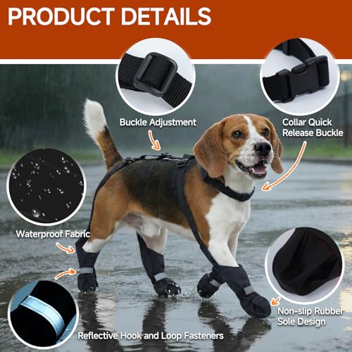 Dog Boots with Suspenders for Rainy & Snowy - color: Black, size: Small