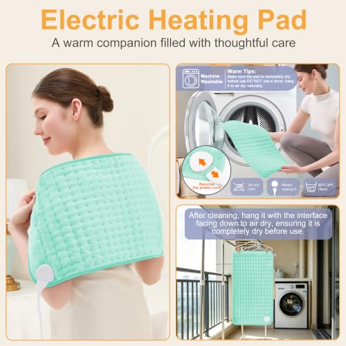Heating Pad,Electric Heating Pad,Heating Pad for Back (LightGreen, 24"x12") - color: Lightgreen, size: 24x12 Inch