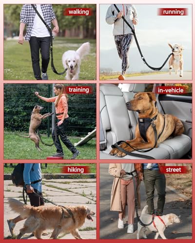 Hands Free Dog Leash, Multifunctional Crossbody Dog Leash - color: Black, size: Medium-5.3-7.9ft