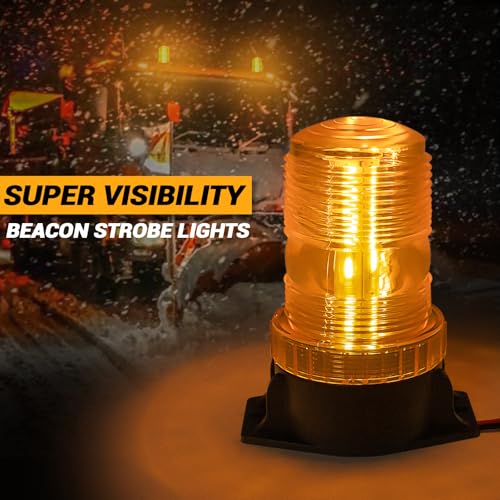 6-Pcs 30 LEDs Amber Forklift Beacon Strobe Light, Emergency Warning Safety Flashing Lights for DC 10-110V Construction Work Trucks, Mower, Tractor, Golf Carts, Bus, Snow Plow, Towing Vehicles - size: 6-PCS